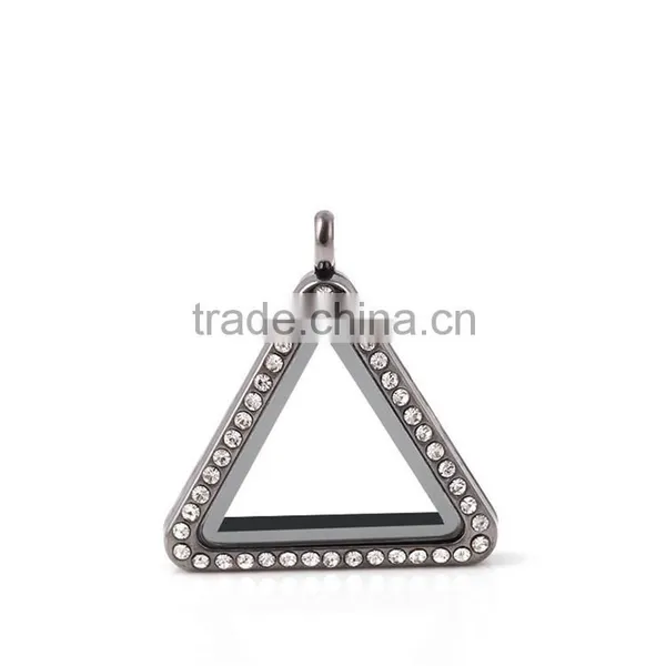 High Grade Alloy Living Floating Glass Magnetic Triangle Locket Pendant Wholesale China