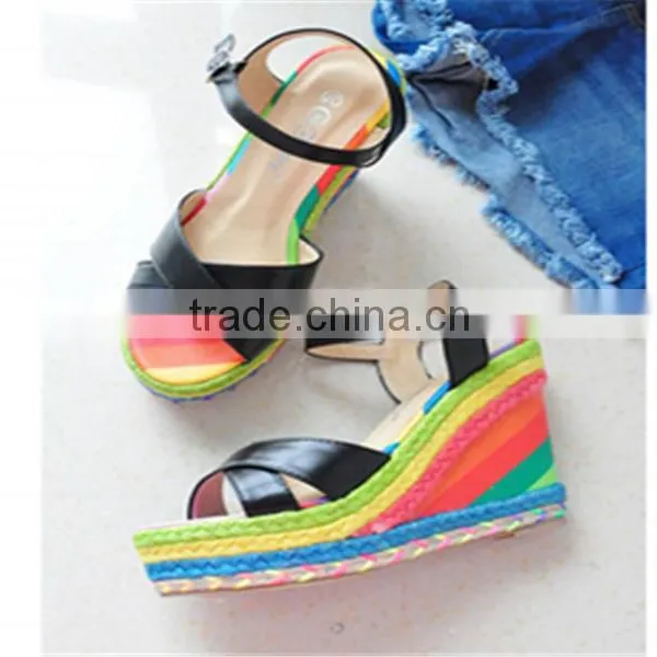 Hidden Wedge Heel Casual Shoes Shoes Factory China European Women Wedge Sandals photo-2