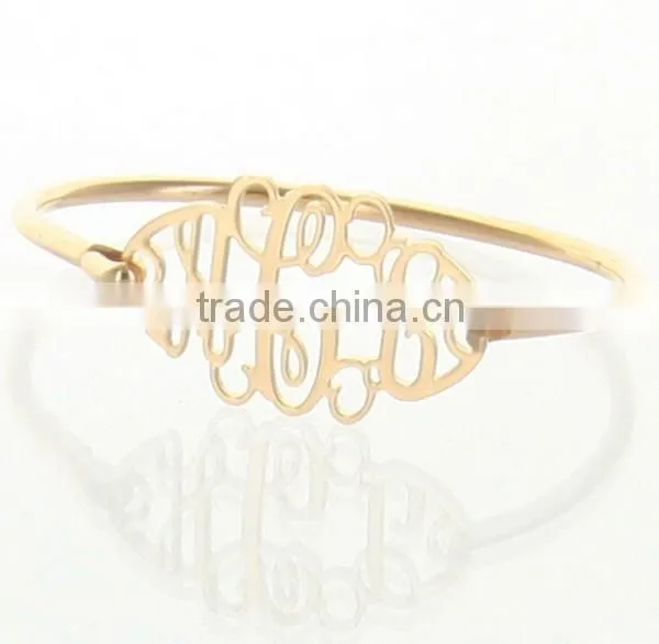 JOKER CABINET CUTOUT MONOGRAM GOLD BANGLE PERSONALIZED BANGLE Quality Choice photo-4