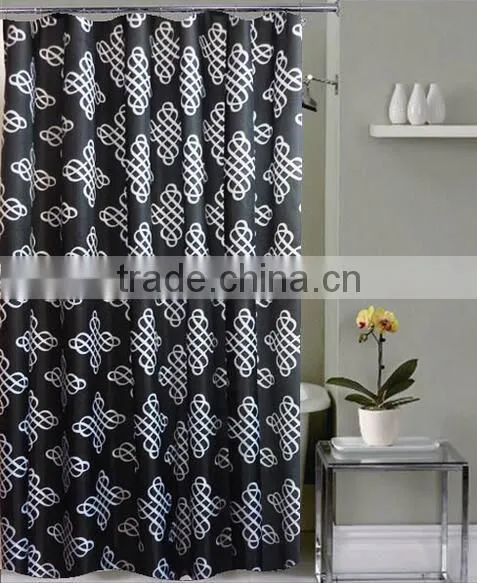 Letter Printed Fresh Style Polyester Mildew Resistant Shower Curtain photo-4