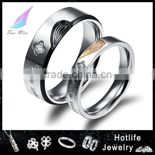 Stainless Steel Ring Fashion Trendy Couple Rings for Valentine's Day