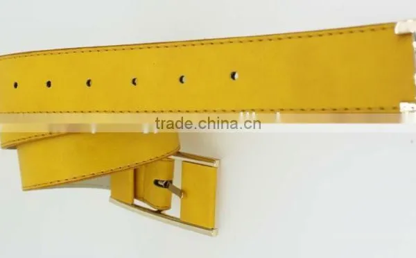 Women's Fashion Yellow PU Leather Plain Jeans Belt With Yellow Leather Accessories in China Factory photo-6