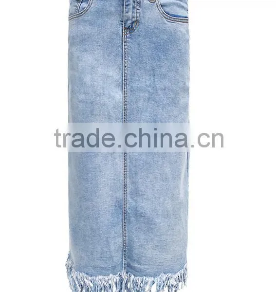 Lastest Fancy Girls Fashion European Type Tassel Fringed Women Blue Denim Jeans Long Skirts Supplier's Choice