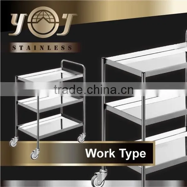 Durable Stainless Hotel Furniture Dining Serving Trolley Cart