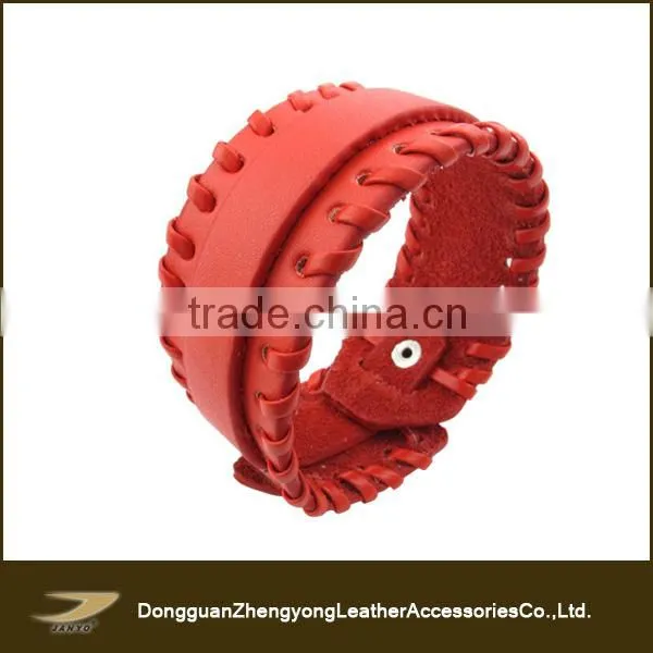 Personalized Punk Braided Red Leather Charm Bracelets for Women photo-3