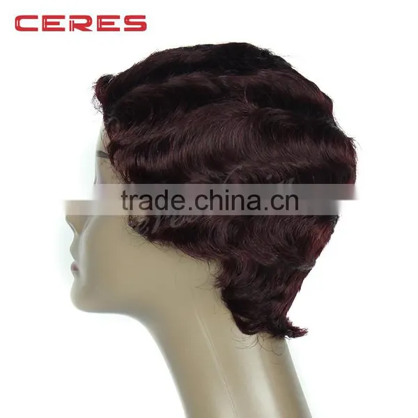 in Stock 100% Human Hair New Style Short Wavy Wig, Different Colors Short Human Hair Wig photo-3