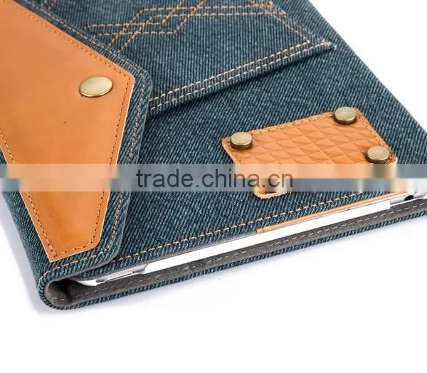 Wholesale Price Factory Strong Protect Pocket Jeans Leather Tablet Cover for Ipad photo-5