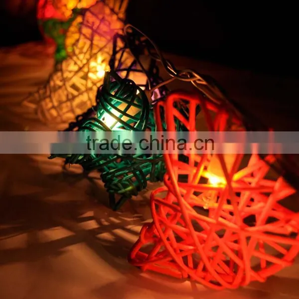 Hot Handmade Multicolor Rattan Star Moon Design String Lights For Christmas Decor Wedding Bedroom Garden and Holiday Lighting