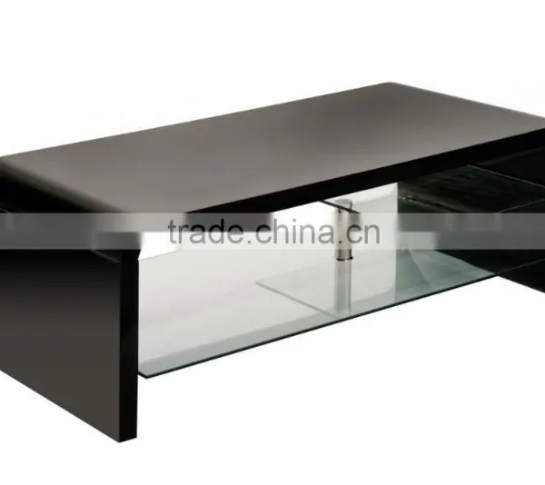 TV-3006 High Gloss Top TV Stand With Clear Glass Shelves photo-2
