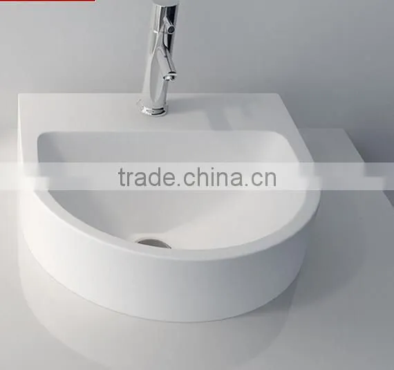 Sanitary Ware China Acrylic Solid Surface Wash Basin, Aritificial Stone Solid Surface Acrylic Wall Hang Wash Basins photo-2