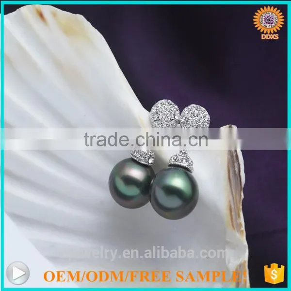 925 Silver cz Authentic South Sea Shell Pearl Earrings photo-2
