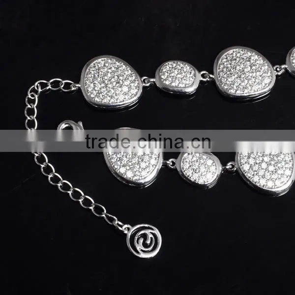 White Gold Plated Clear Zircon Office Lady Style USD Bracelet photo-3
