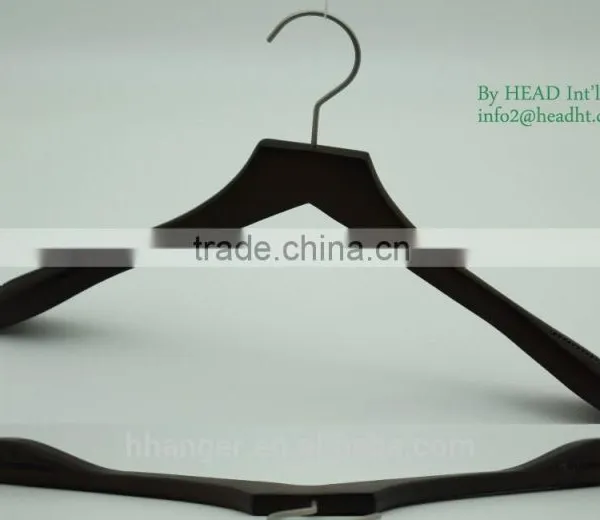 The HEAD Square Top Basic Antique Walnut Wooden Jacket/coat Hanger With Anti Slip Shoulder Insert, 16" or 18" for Display photo-3