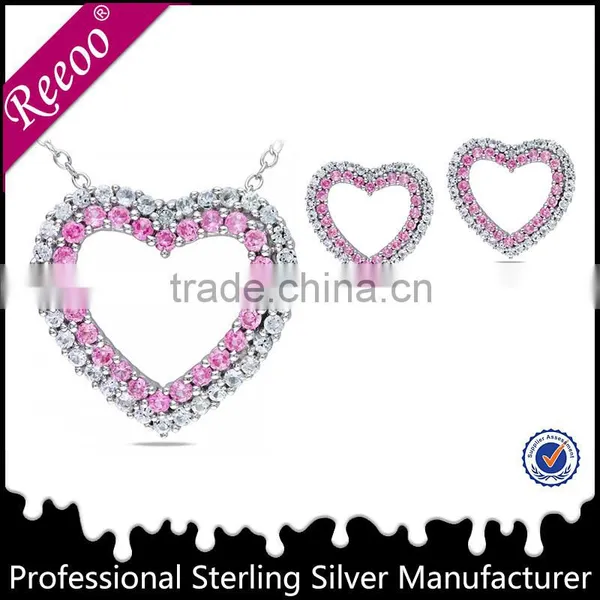 Ruby cz Couples Breakable Heart Pendant Necklace photo-2