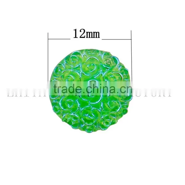 12mm Fluorescence Color Round Rose Flower Resin Cabochone Round Sew on Rhinestone Parquet Flatback Resin Gem Stones photo-3