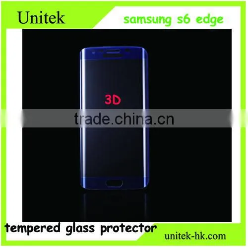Factory Low Price!Premium Perfect For Samsung s6 Edge Electroplating With Wire Drawingblue Price Tempered Glass Screen Protector
