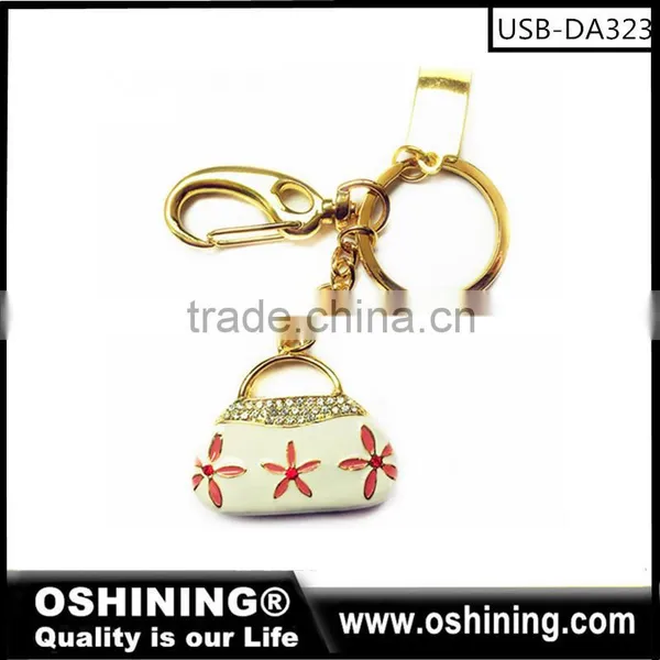 2016 New Product Crystal Bag Shape USB 2.0 Flash Pendrive With Keychain (USB-DA323) photo-2