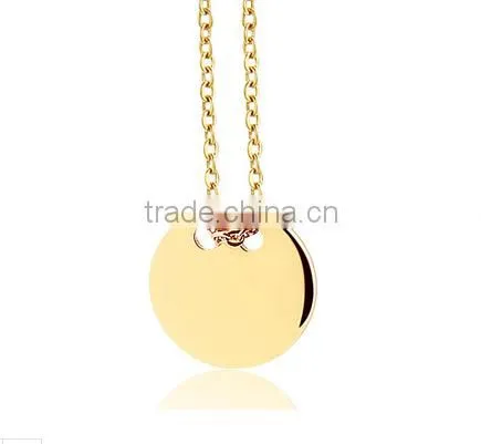 316L Stainless Steel Flat Gold Round Pendant 18ct Gold Pendant photo-4