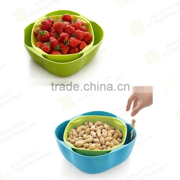 High Quality New Design Colorful Double Desk Plastic Stackable Fruit Bowl Set photo-4