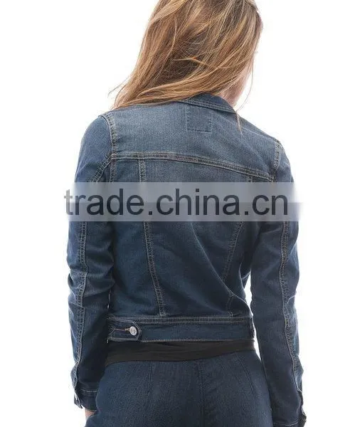 Womens Basic Button Down Denim Jean Jacket photo-2