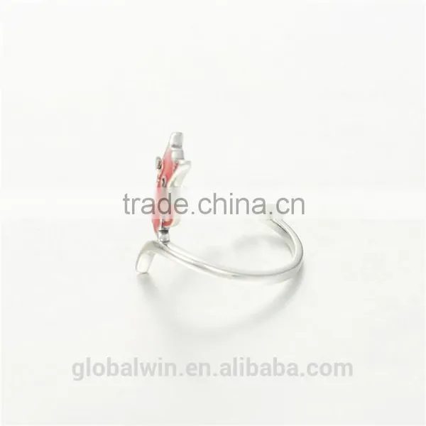 Sterling Silver Jewelry Red Enamel Cute Cat Lady Ring photo-3