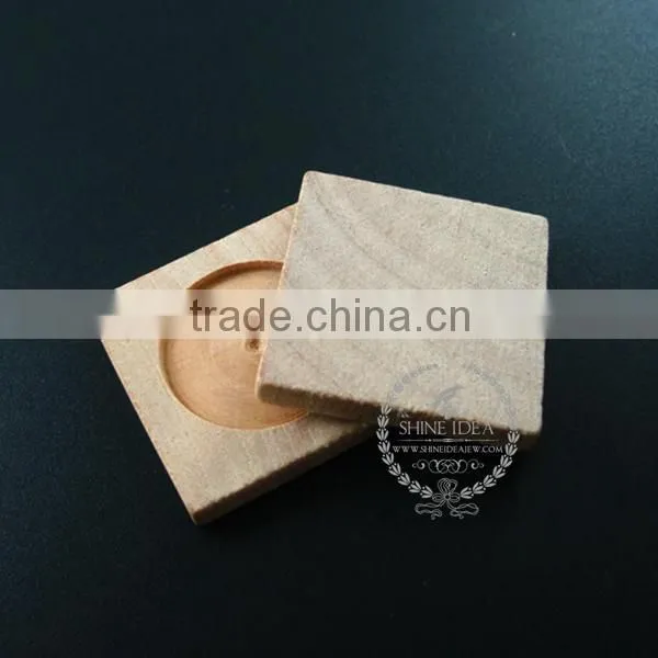 25mm Setting Size Natual Log Wood Round Bezel Square Pendant Setting DIY Findings Bezel Tray Supplies 1411129 photo-4