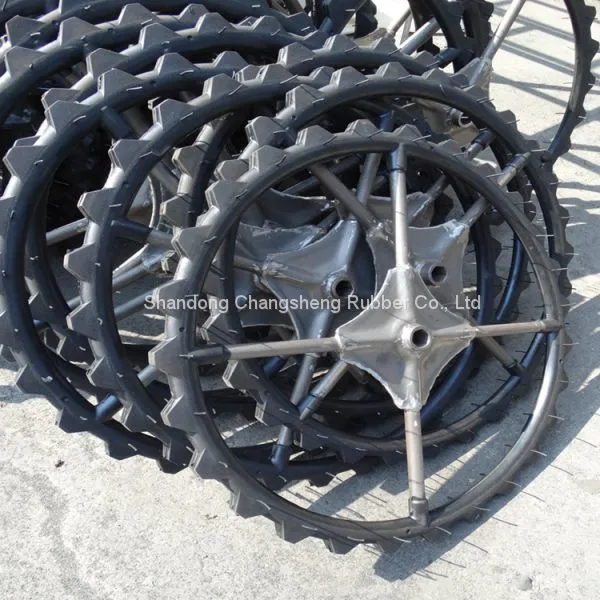 High Performance Speed Rice Transplanter Solid Rubber Wheels 600mm Agricultural Paddy Field Tyres With Rim photo-4