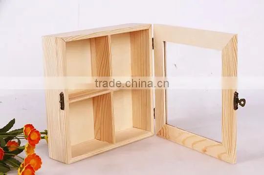Recycled Wooden Tea Storage Box With Clear Glass Lid photo-6