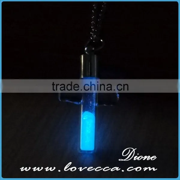 Best Friend Gift Cross Glowing Jewelry Glass Pendant Necklace ,Glow in the Dark Pendant Luminous Neckalce photo-4