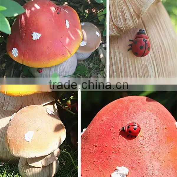 Artificial Ladybug Fairy Mushroom Statue for Garden Decor photo-5