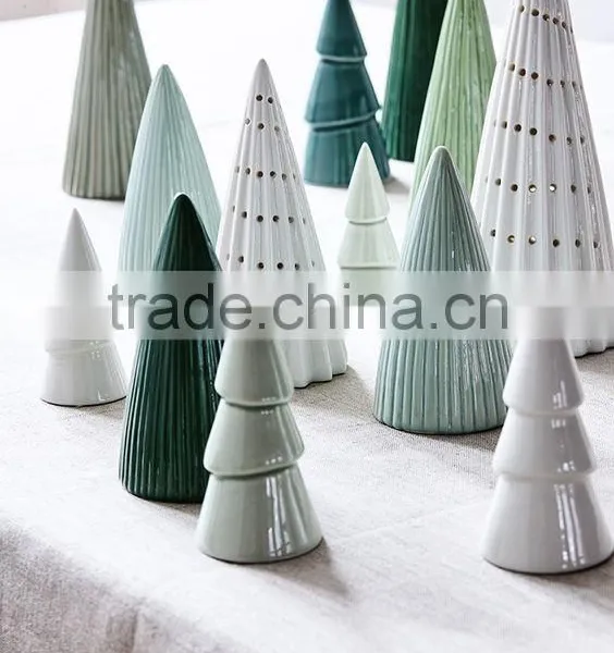 Tabletop Customized Lights up Green Ceramic Christmas Tree photo-2