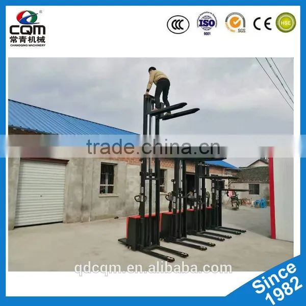 Battery Powered Electric Stacker Forklift in Warehouse/supermarket photo-4