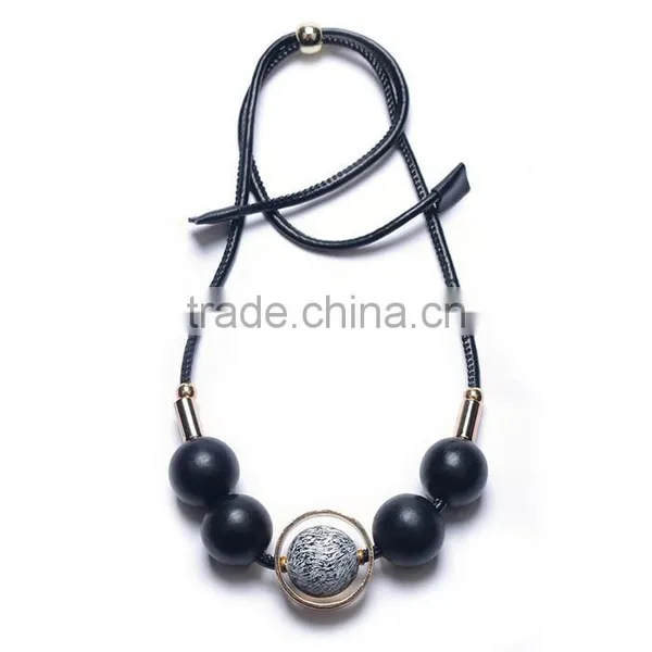 Chunky Rubber Beads Leather Necklace Choker Leather Necklace Geometric Necklace photo-6