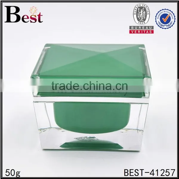 Square Acrylic Cosmetic Jar 50 ml Crystal Acrylic Jar for Face Cream photo-3