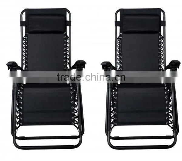 2 Pack Garden Folding Black Infinity Zero Gravity Lounge Chair photo-3