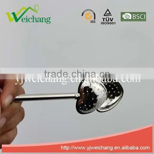 WCTS192 Good Quality Stainless Steel Tea Tools Tea Strainer Tea Infuser Heart Shape Long Handle Push-open Style Durable photo-2