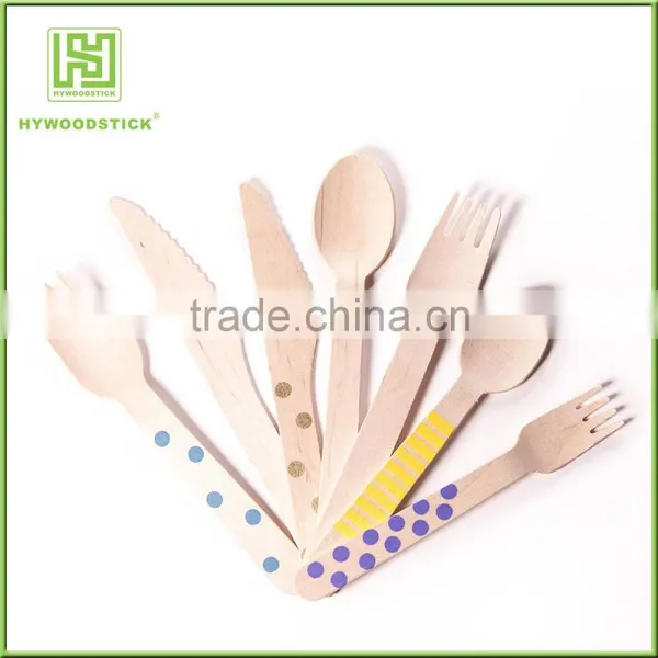 Striped Wooden Utensils Wooden Cutlery Disposable Tableware Set photo-6