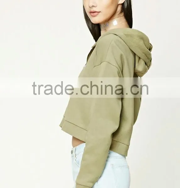 High Quality Cheap Blank Plain Crop Top Hoodie Wholesale Zipper Pullover Fleece Long Sleeve Oversized Hoodie Women photo-2