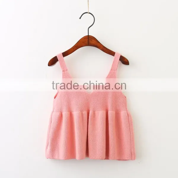 Wholesale Child Knit Pattern Kids Sleeveless Cotton Vest the Spaghetti Straps Sweater Dress photo-4