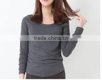 Plain T-shirt for Lady, 100% Cotton, Long Sleeve photo-2