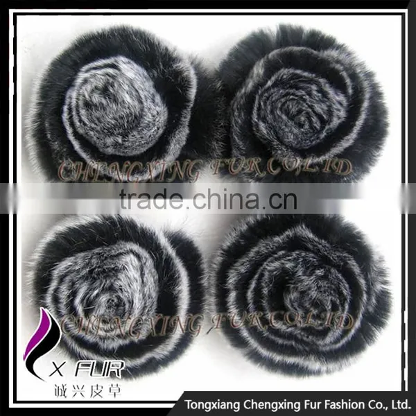 CX-A-37 Genuine Rex Rabbit Fur Fashion Flower Brooch Pins photo-2