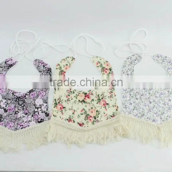 Flower Pattern Baby Girl Bibs With Tassel Toddler Baby Girl 100% Cotton Burp Cloths photo-4
