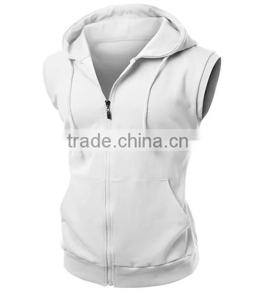 OEM New Design Cotton Plain Wholesale Sleeveless Hoodie Women Vest With Pocket photo-2