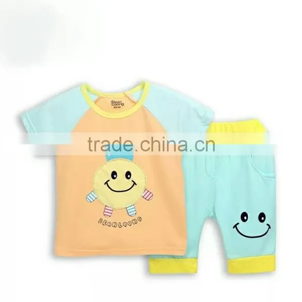 Manufacture Children Clothing Set Fashion Smile T Shirt and Pants Children Clothes Set photo-3