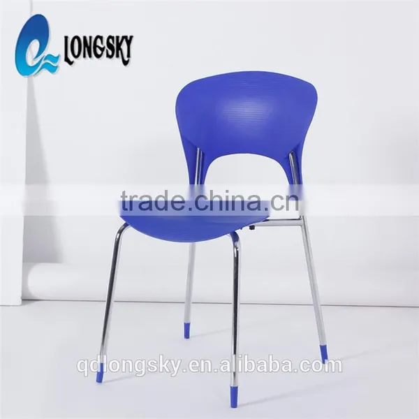 LS-4013 High Quality Wholesale PP Stacking Plastic Chair for Sale Plastic Dining Chair With Metal Legs photo-4