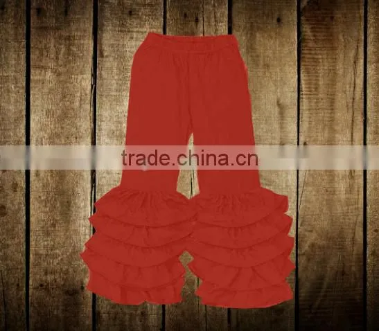 2016 Latest Designs Baby Muliti Ruffles Pants Girls Soild Colorful Leggings Kids Children Girls' Wholesale Ruffle Legging Pants photo-3