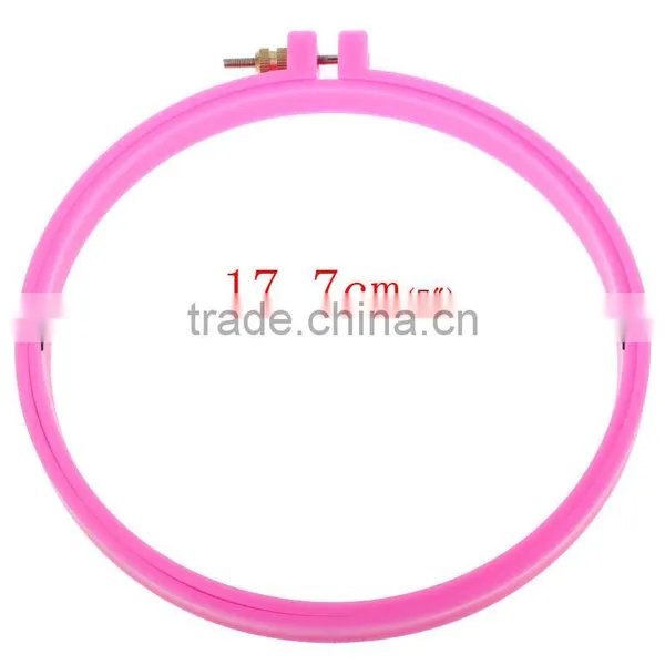 High Quality Embroidery Supplies Fuchsia Plastic Punch Embroidering Hoop photo-3