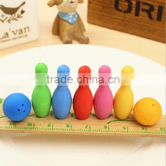 Cute 3D Football Basketball Soccer Bowling Shape Erasers Set photo-3