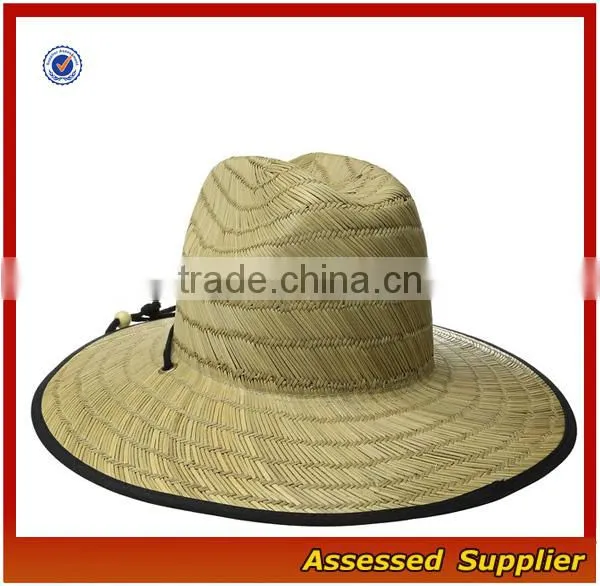 Australia Fedora Straw Surf Hat With Band and Adjustable Lanyard Lifeguards Straw Hat With Lining to Protect photo-4