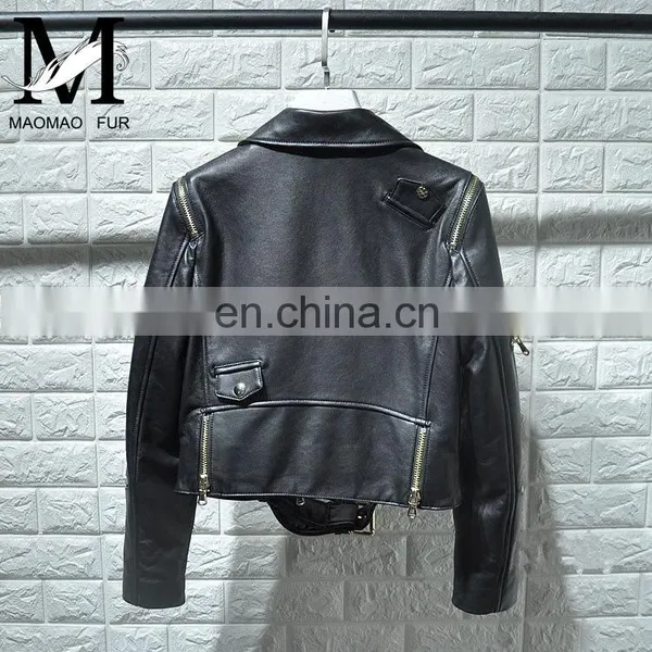 High Fashion Real Leather Jacket Woman Cheap Short Leather Spring Jackets Women photo-2